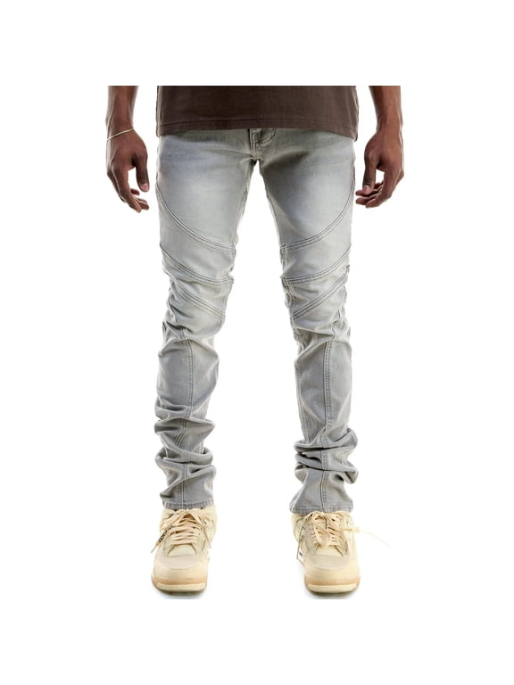 KNDK Men Stacked Overlap Jeans (Grey)