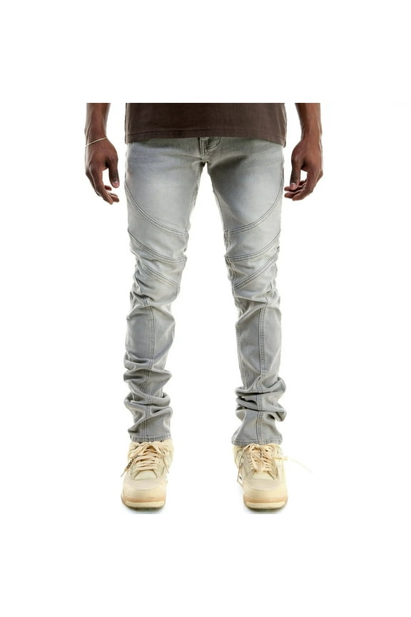 KNDK Men Stacked Overlap Jeans (Grey)