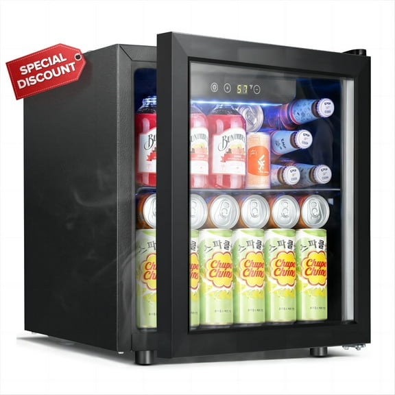 KNDKO 12 Bottle 48 Can Beverage Refrigerator - 1.3 Cu.Ft. Mini Fridge Cooler, Wine Cooler for Home/Office