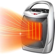 KNDKO 1500W/950W Portable Ceramic Space Heater, 2S Fast Heat, Thermostat, Tip-Over & Overheat Protection, Ultra Quiet <45dB, with Handle, ETL Certified, Silver