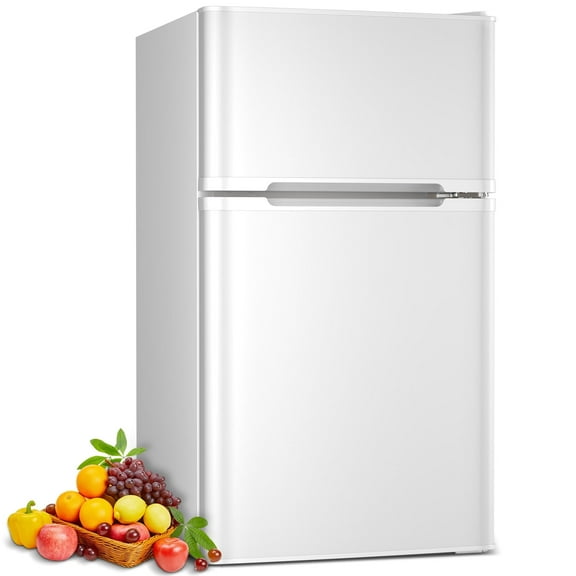 KNDKO 3.5Cu.Ft Small  Refrigerator with Freezer, Two Door Mini Fridge with Adjustable Thermostat for Bedroom/Office/Dorm/Kitchen (WHITE)