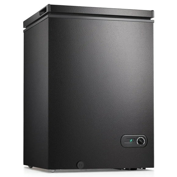 KNDKO 3.5cu.ft Compact Chest Freezer, Mini Freezer with Adjustable Temperature, 2 Removable Baskets, Top Open Door, Energy Saving, Black
