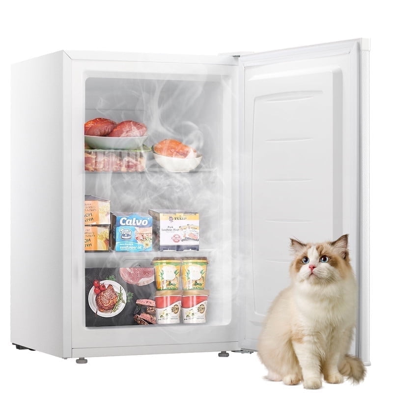 KNDKO 3.2Cu.ft Upright Freezer, Mini Freezer with Removable Shelves, Adjustable Thermostat for Home/Kitchen/Office, WHITE