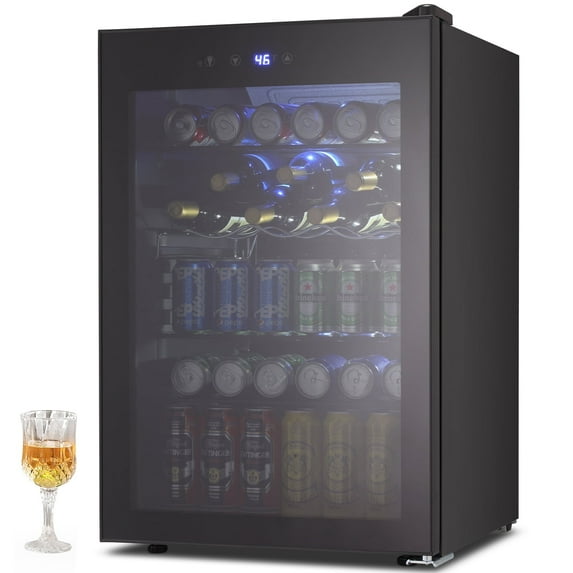 KNDKO 37 Bottle 145 Can Beverage Refrigerator - 4.5 Cu.Ft. Mini Fridge Cooler, Wine Cooler for Home/Office
