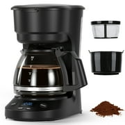 KNDKO 5-Cup Coffee Maker, 700W Quick-Heating Coffee Machine with 2-Hours Keep Warm & Timing Function, Glass Carafe0.75L