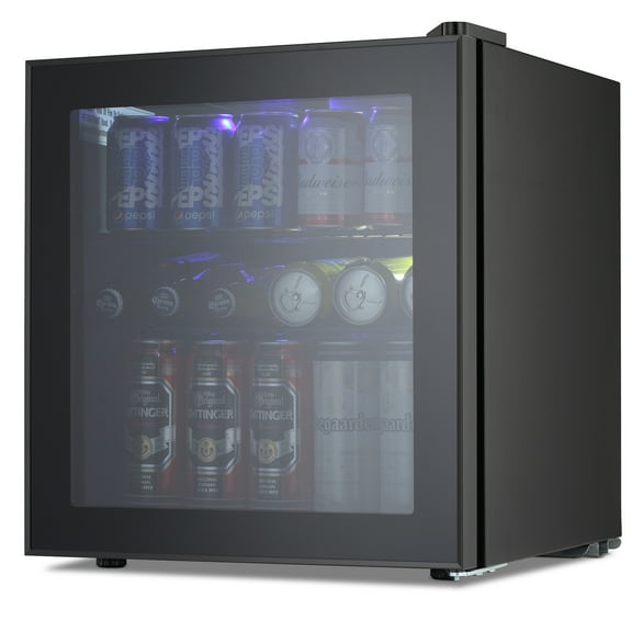 KNDKO 60 Can Beverage Refrigerator, 1.6cu.ft Mini Fridge Cooler with Glass Door for Beer/Soda/Wine