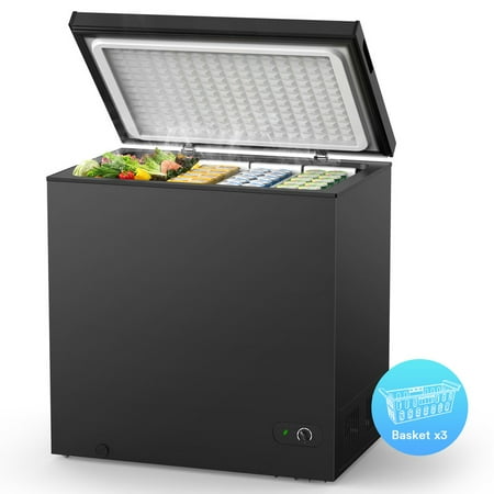 KNDKO 7.0 cu.ft. Chest Freezer with Adjustable Temperature, Free Standing Top Open Door Compact Freezer with Removable Basket for Kitchen/Home/Bar/Garage/Office