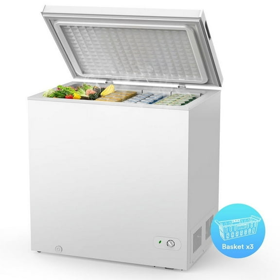 KNDKO 7.0 cu.ft. Chest Freezer with Adjustable Temperature, Free Standing Top Open Door Compact Freezer with Removable Basket for Kitchen/Home/Bar/Garage/Office