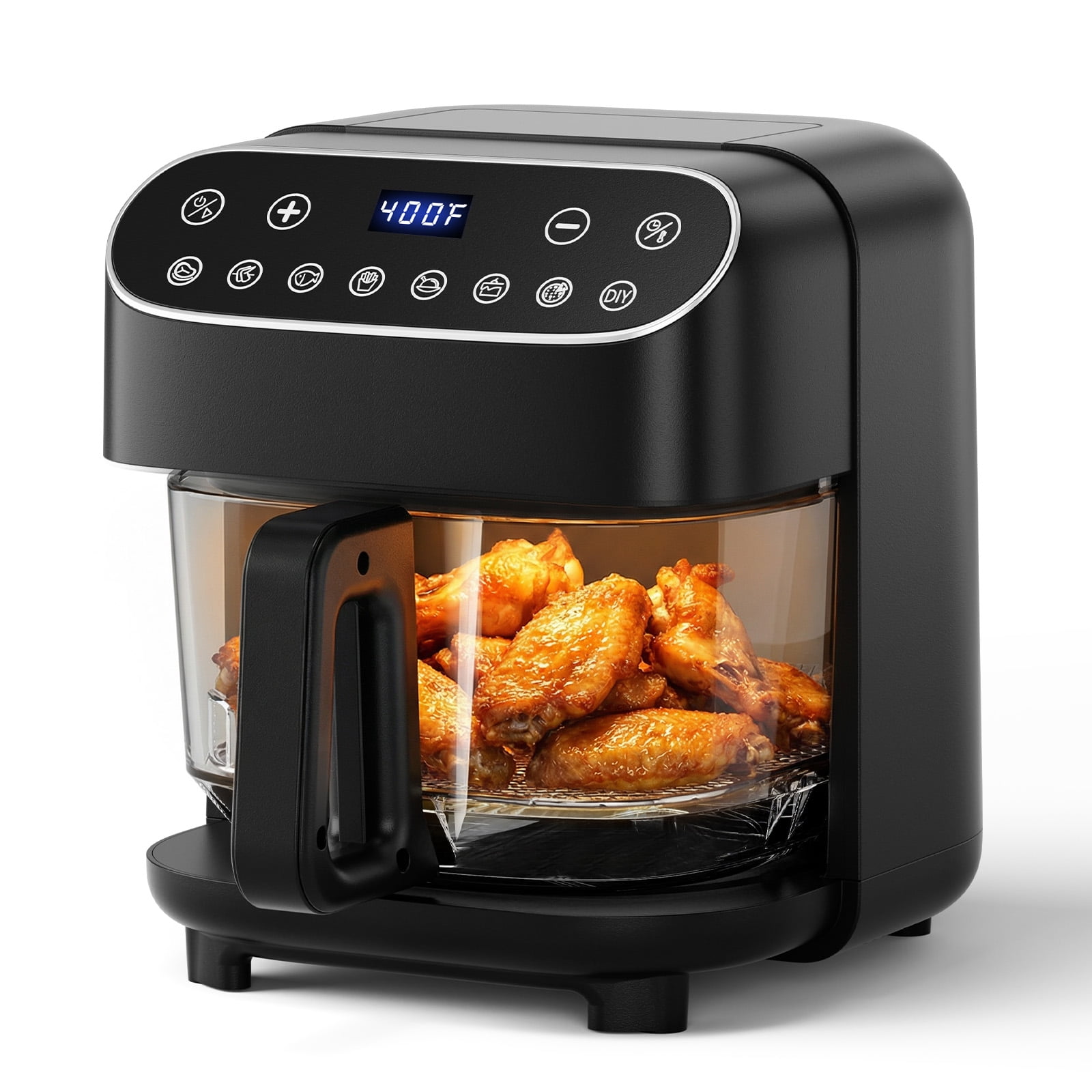 KNDKO 8-in-1 High Glass Air Fryer, Roast, Reheat, Dehydrate & Fries, PFAS-Free Non-Stick & Coating-Free, 4.5QT Compact Design, 400°F Max Temp with View Window & Dishwasher Safe Parts