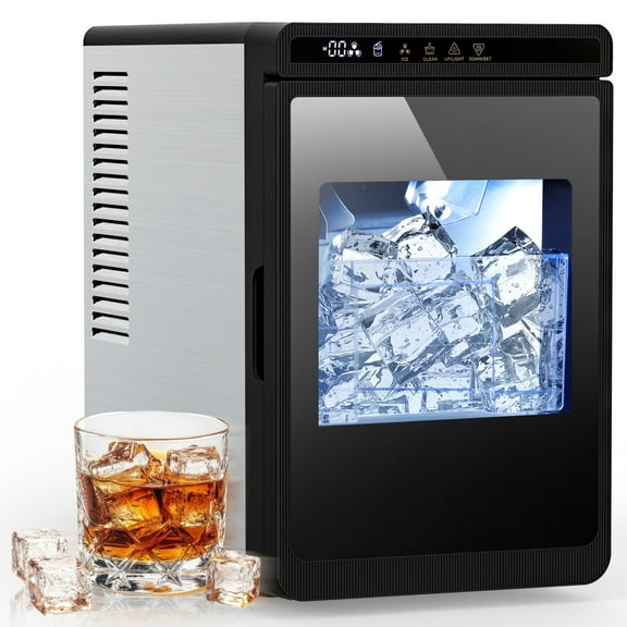 KNDKO Clear Ice Cube Maker, 3 Crystal Ice Cube in 20Mins, 155pcs/Day, Auto-Cleaning, 24 Timer, Portable Ice Cube Machine for Cocktails, Whiskey & Bourbon