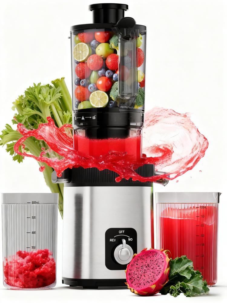 KNDKO Clod Press Juicer, 4.35" Wide Feed Chute Juicer Machine, Slow Masticating Juicer for Whole Vegetables & Fruits