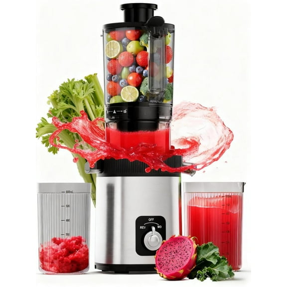 KNDKO Clod Press Juicer, 4.35" Wide Feed Chute Juicer Machine, Slow Masticating Juicer for Whole Vegetables & Fruits