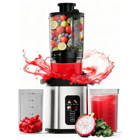 KNDKO Clod Press Juicer, 4.35" Wide Feed Chute Juicer Machine, Slow Masticating Juicer for Whole Vegetables & Fruits