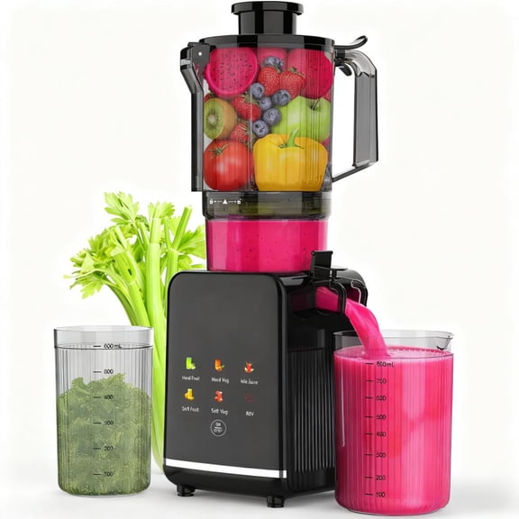 KNDKO Clod Press Juicer, 4.35" Wide Feed Chute Juicer Machine, Slow Masticating Juicer for Whole Vegetables & Fruits