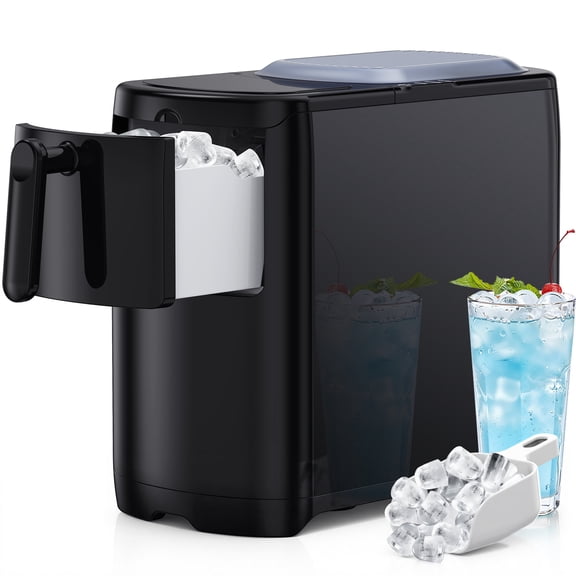 KNDKO Countertop Bullet Ice Maker, 6 Bullet ICES in 8 Mins, 18Lbs/Day, Self-Cleaning Operation, with Pull-Out Basket, Black