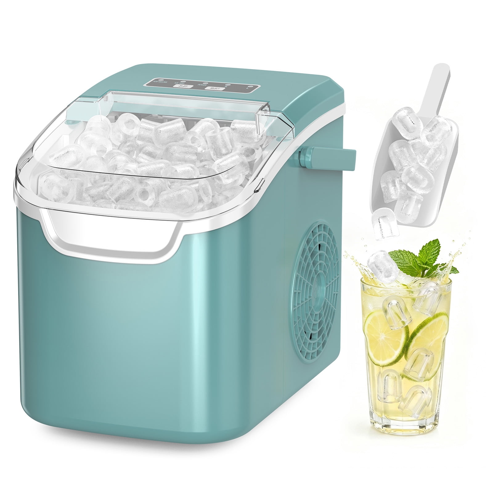 KNDKO Countertop Ice Maker Ice Machine With Handle,Self-Cleaning Ice Makers, 26Lbs/24H, 8 Ice Cubes Ready In 6 Mins For Home/Kitchen/Bar/Party/Camping