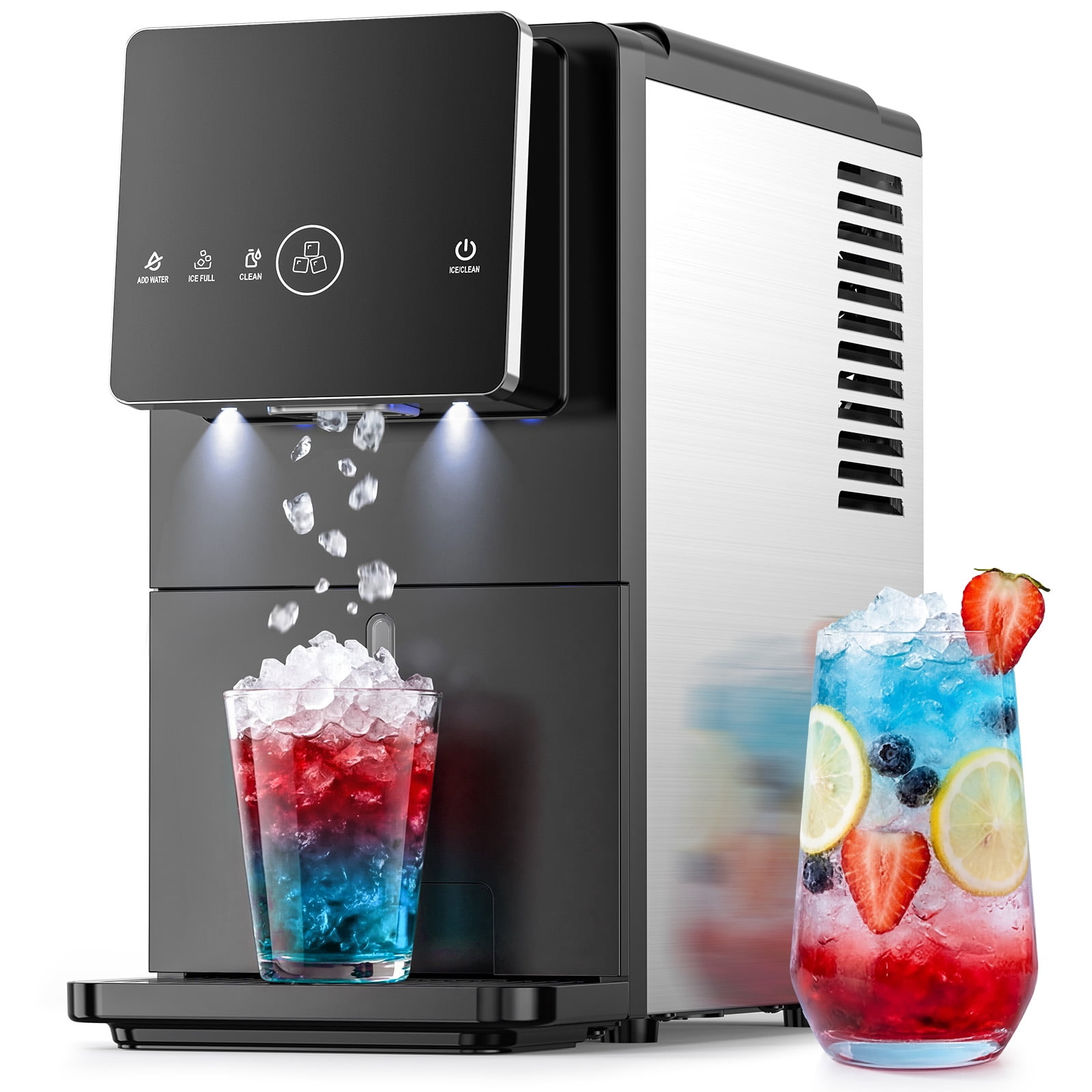 KNDKO Countertop Nugget Ice Maker, 33LBS/24H Portable Ice Machine with Self-Cleaning, 1.8L Removable Water Tank, Measured Dispensing，and Ice Full Minder for Home/Office