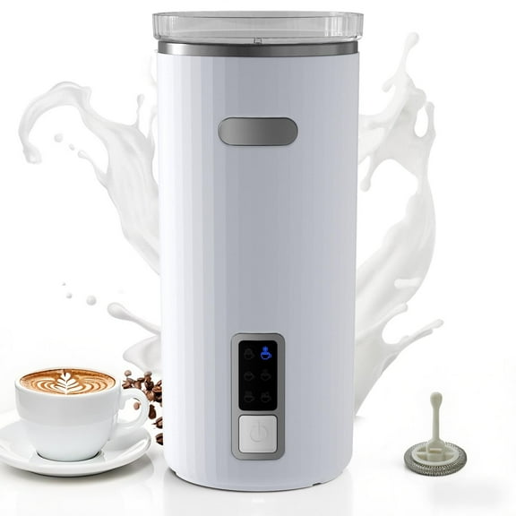 KNDKO Milk Frother, 6-in-1 Electric Milk Steamer, 8.5oz/250ml Automatic Warm and Cold Foam Maker and Milk Warmer for Latte, Cappuccinos, Macchiato, From the Makers of Instant 400W, White