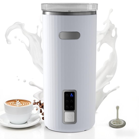 KNDKO Milk Frother, 6-in-1 Electric Milk Steamer, 8.5oz/250ml Automatic Warm and Cold Foam Maker and Milk Warmer for Latte, Cappuccinos, Macchiato, From the Makers of Instant 400W, White