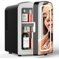 thumbnail image 1 of KNDKO Skincare Mini Fridge With Dimmable LED Mirror, 4L Compact Refrigerator for SkinCare, Cosmetics, Food & Drinks, Portable Small Cooler for Bedroom, Dorm, Car, Office, Black, 1 of 7