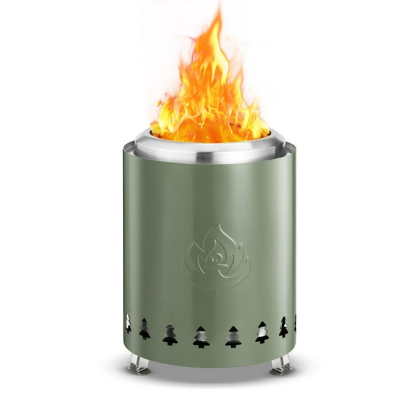 KNDKO Tabletop Fire Pit - Smokeless & Portable Mini Fire Bowl with Dual Fuel, Portable Bag, 304 Stainless Steel, Green