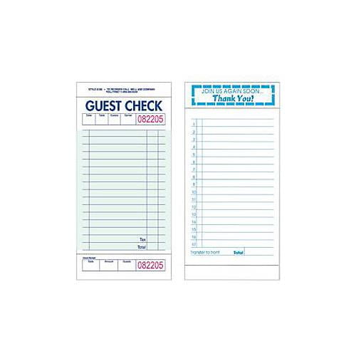 KNG 3135PAD Single Padded Green Guest Checks