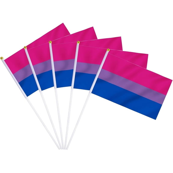 KNHFWH Bisexual Handheld Pride Flags, UV Resistant Decor, 12 Pack, 5.5x8.2"