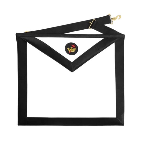 KNIGHTS TEMPLAR COMMANDERY APRON - BLACK VELVET | Distinguished Masonic Apron with White Glossy Finish & Golden Snake Fastener