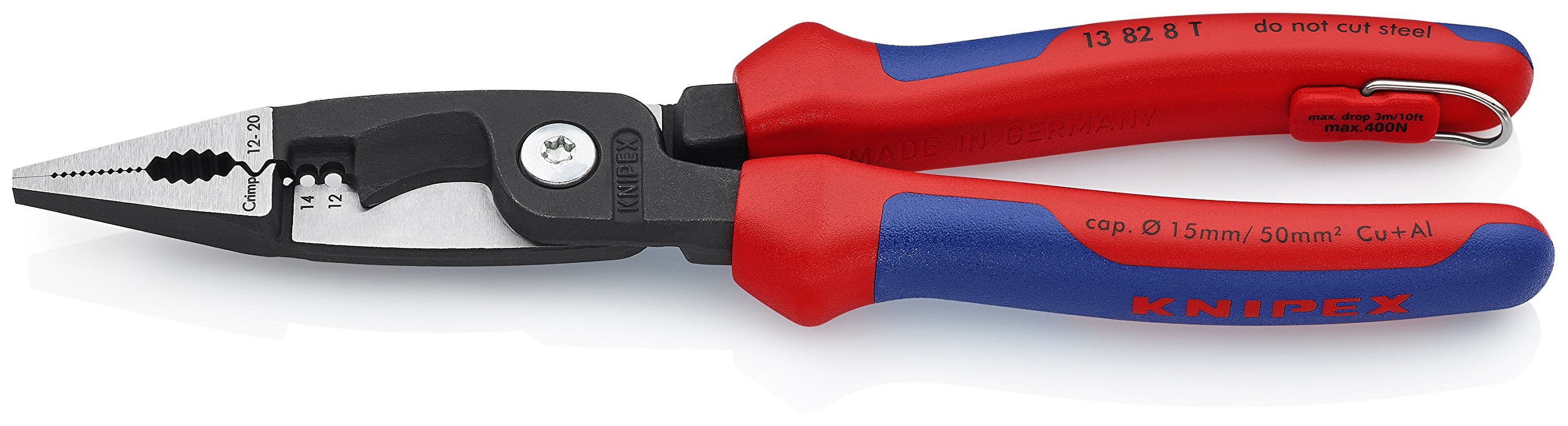 KNIPEX - 13 82 8 T BKA Tools - Electrical Installation Pliers, 12,14 AWG, Multi-Component, Tethered Attachment (13828TBKA) CA2