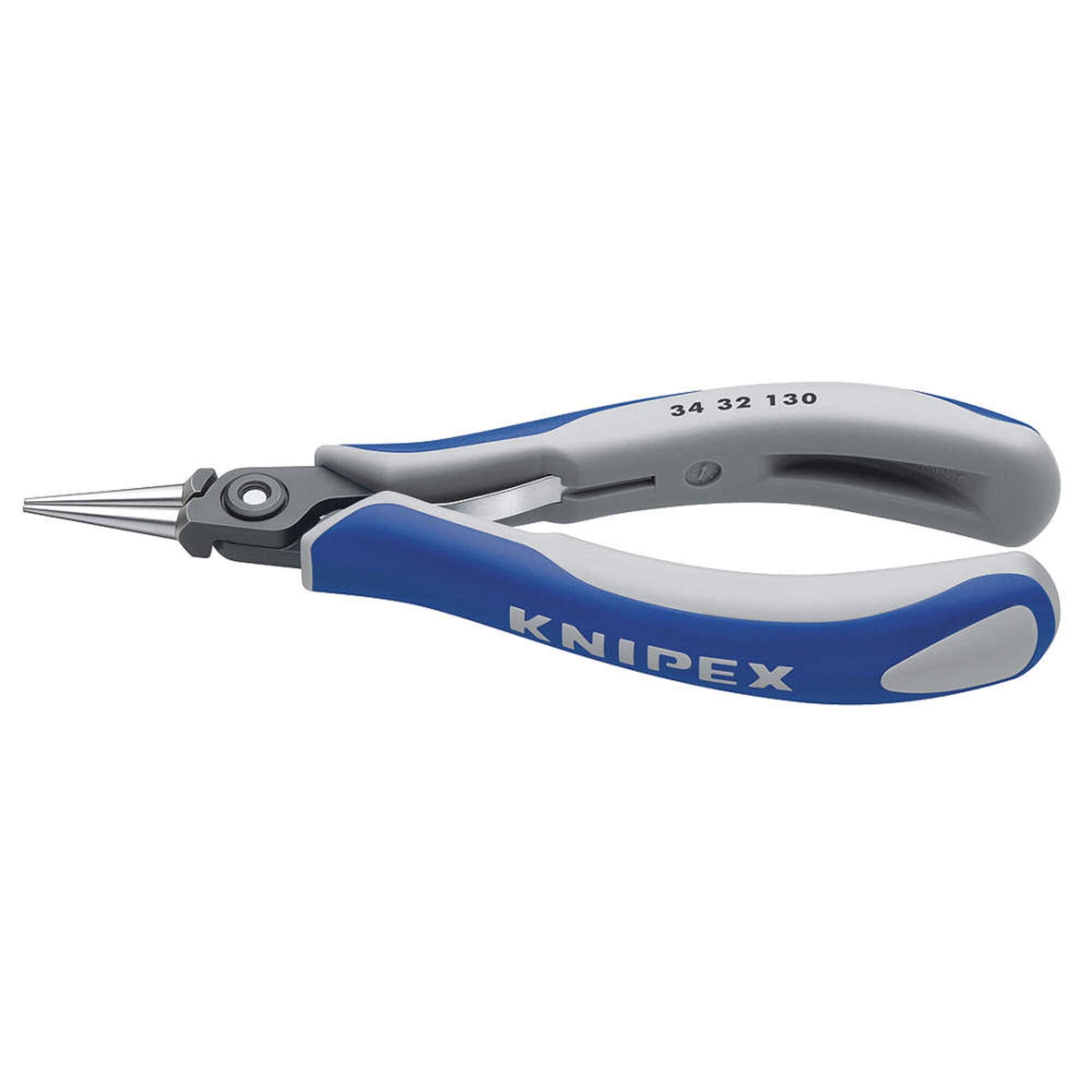 KNIPEX 5-1/4" Precision Electronics Gripping Pliers w/Round, Pointed Jaw, Ergonomic Grip (3432130) CA2