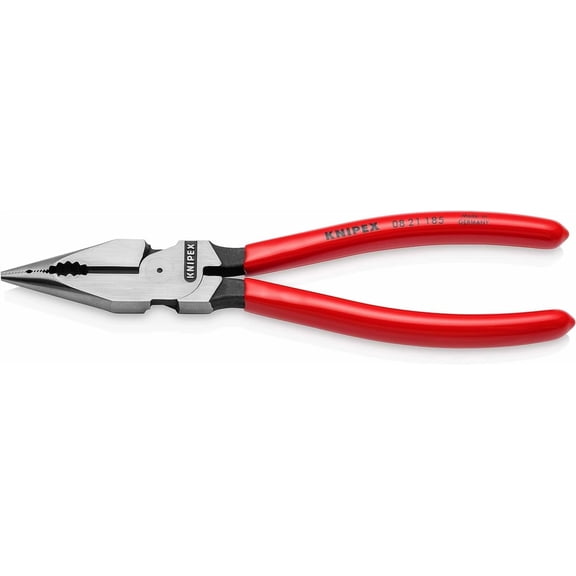 KNIPEX Pointed Combination Pliers with Plastic Coated Black Atramentized 185 mm 08 21 185