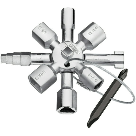 KNIPEX Tools 00 11 01 Twin Key Universal Control Cabinet Key, Chrome