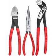 KNIPEX Tools 00 20 08 US1 Long Nose, Diagonal Cutter, and Alligator Pliers 3-Piece Tool Set, Red Packaging May Vary