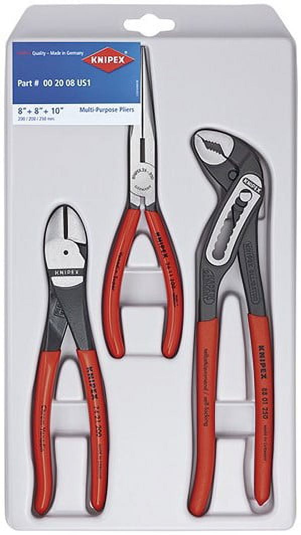 KNIPEX Tools 00 20 08 US1, Long Nose, Diagonal Cutter, and Alligator Pliers Tool Set, 3-Piece