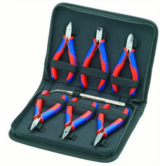 KNIPEX Tools 00 20 16, 7-Piece Electronic Pliers Set with Case, Comfort Grip Handles