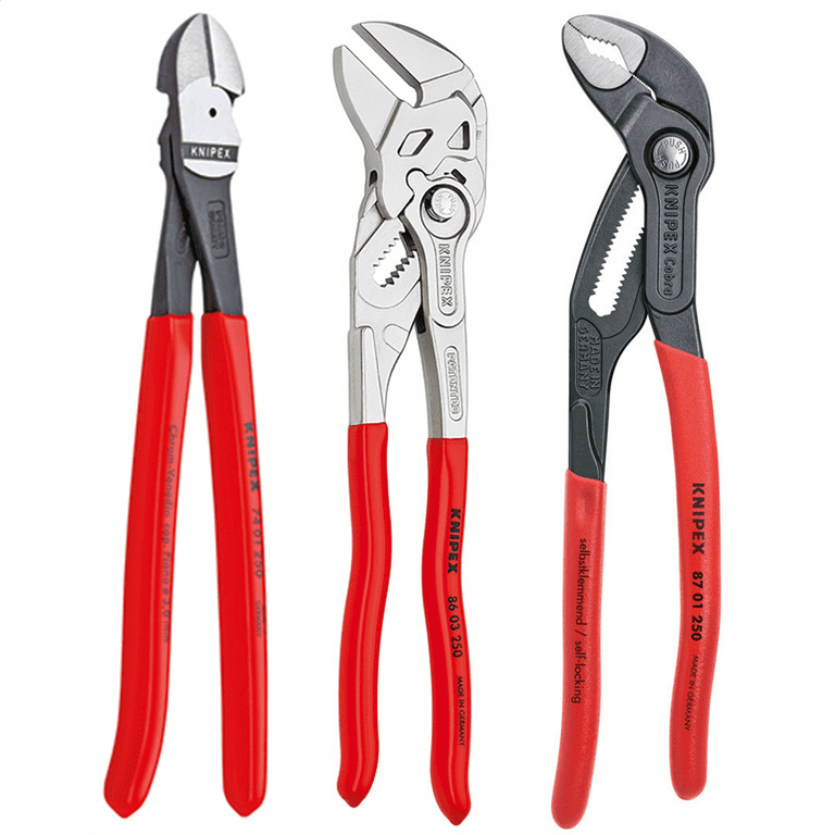 KNIPEX Tools 9K 00 80 117 US, Cobra, Pliers Wrench, Diagonal Cutters  10-Inch Set, 3-Piece 
