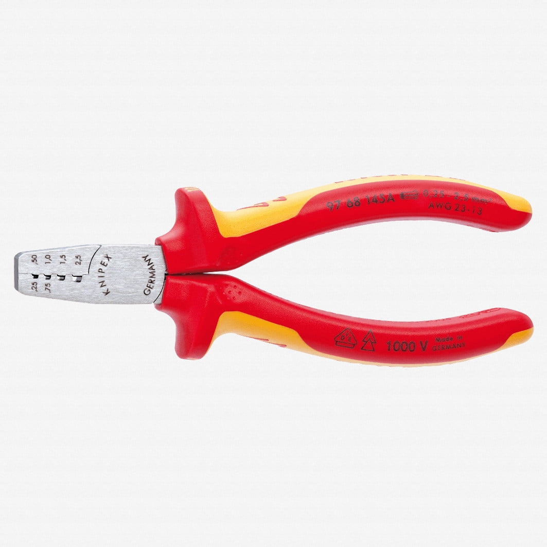 KNIPEX Tools - Crimping Pliers for End Ferrules, 1000V Insulated (9768145A)