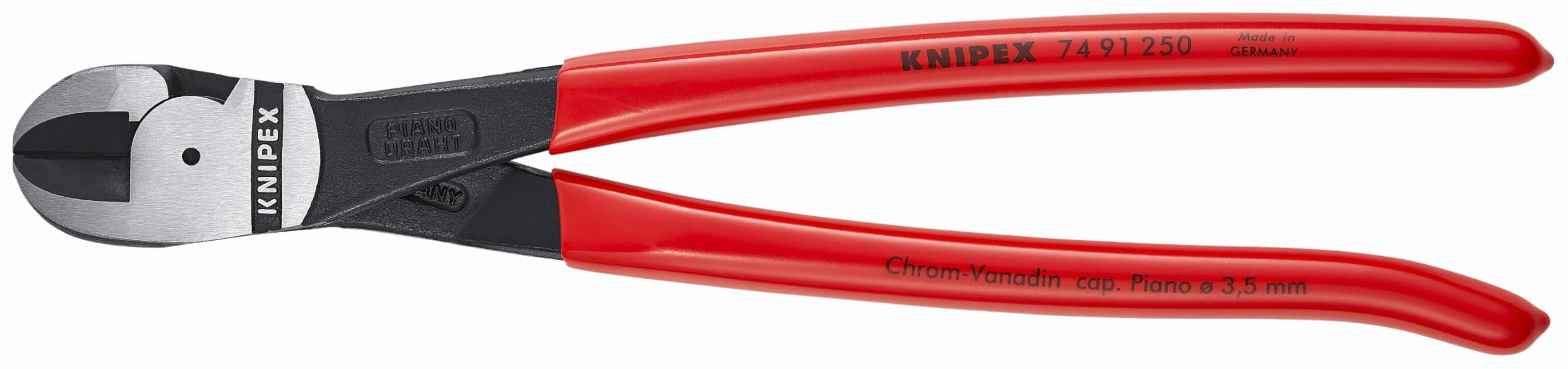 KNIPEX Tools - High Leverage Center Cutters (7491250), 10 inches,Red CA2