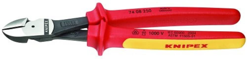 KNIPEX Tools - High Leverage Diagonal Cutters, 1000V Insulated (7408250SBA), 10 inches CA2