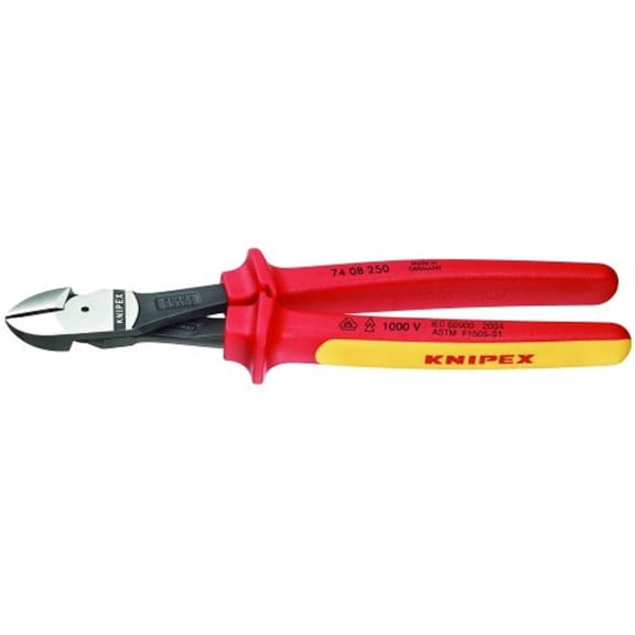 KNIPEX Tools - High Leverage Diagonal Cutters, 1000V Insulated (7408250SBA), 10 inches CA2