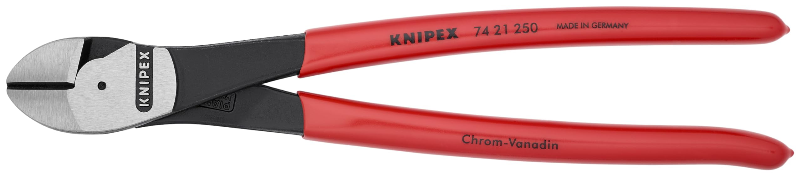 KNIPEX Tools - High Leverage Diagonal Cutters, 12 Degree Angled (7421250SBA), Red, 10 inches CA2