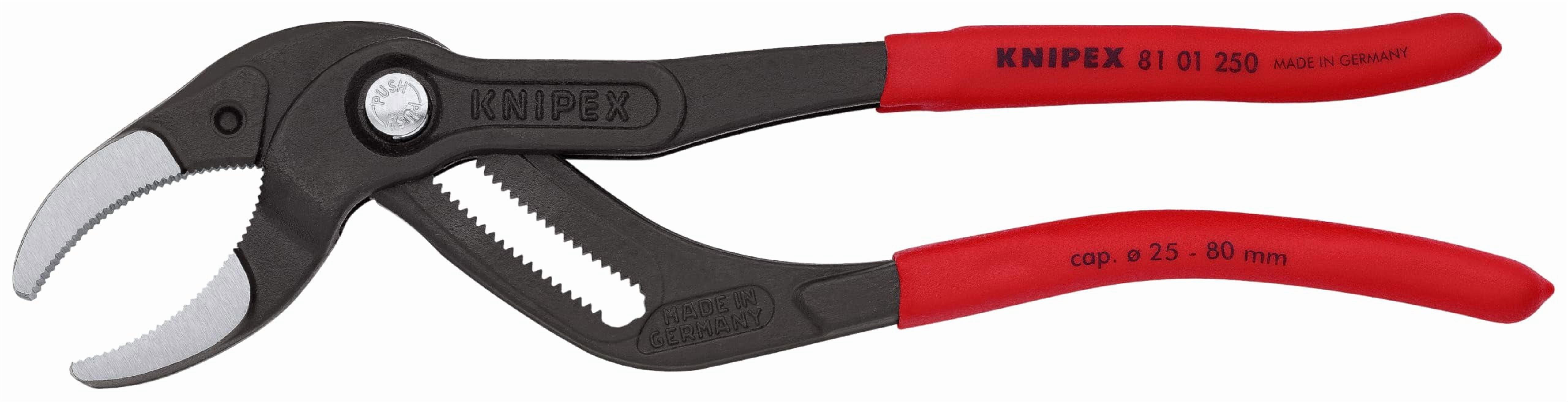 KNIPEX Tools - Pipe Gripping Pliers With Serrated Jaws (8101250), Red