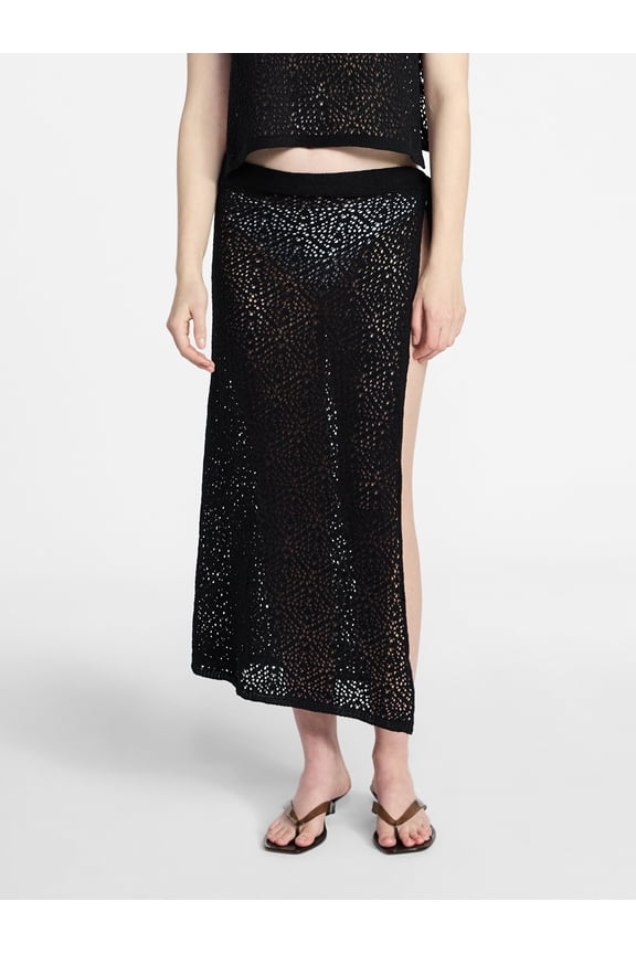 Crochet Knit Skirt with Side Tie, Women's