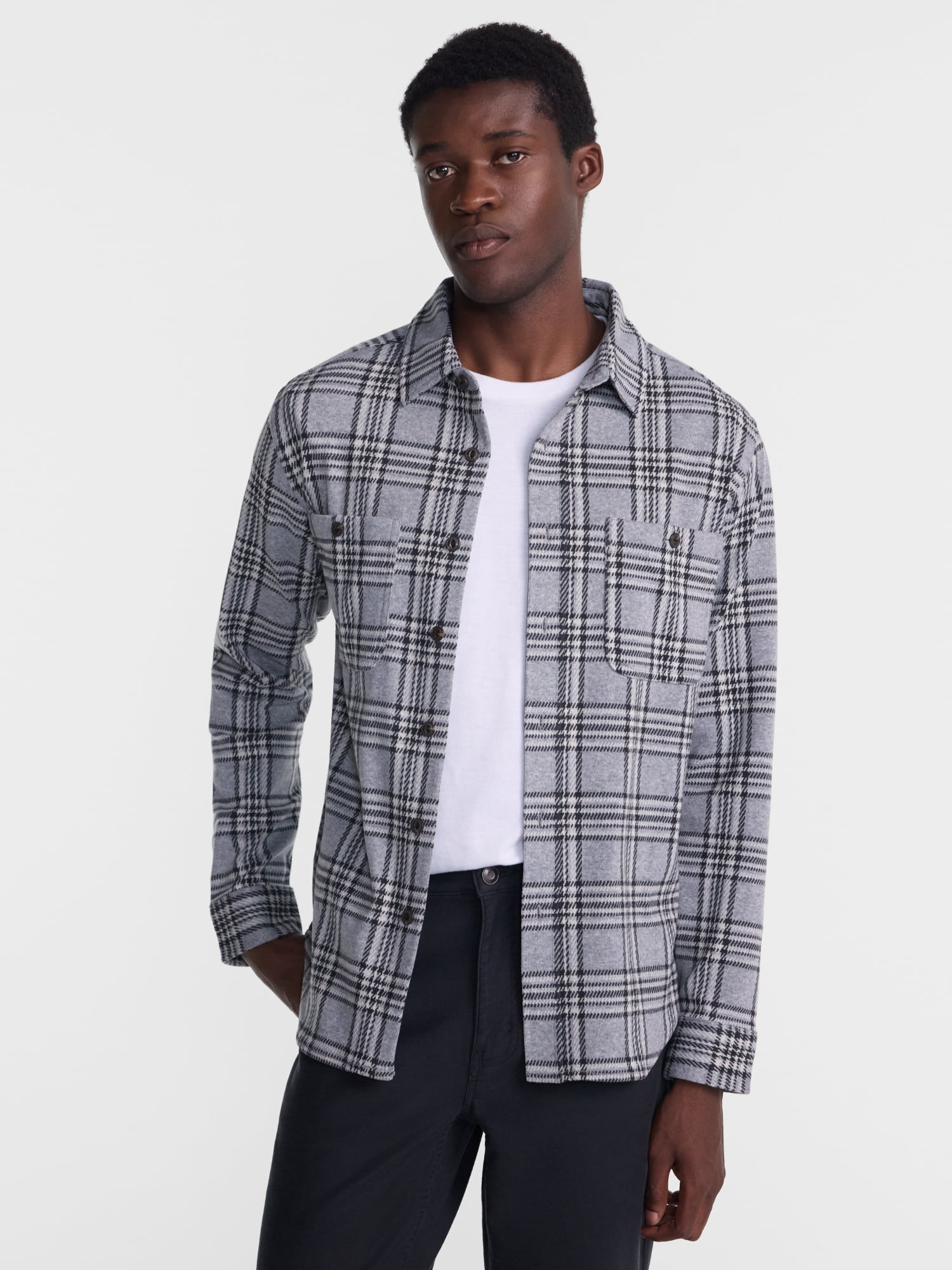 George Men's Knit Overshirt with Long Sleeves, Sizes XS-4XLT