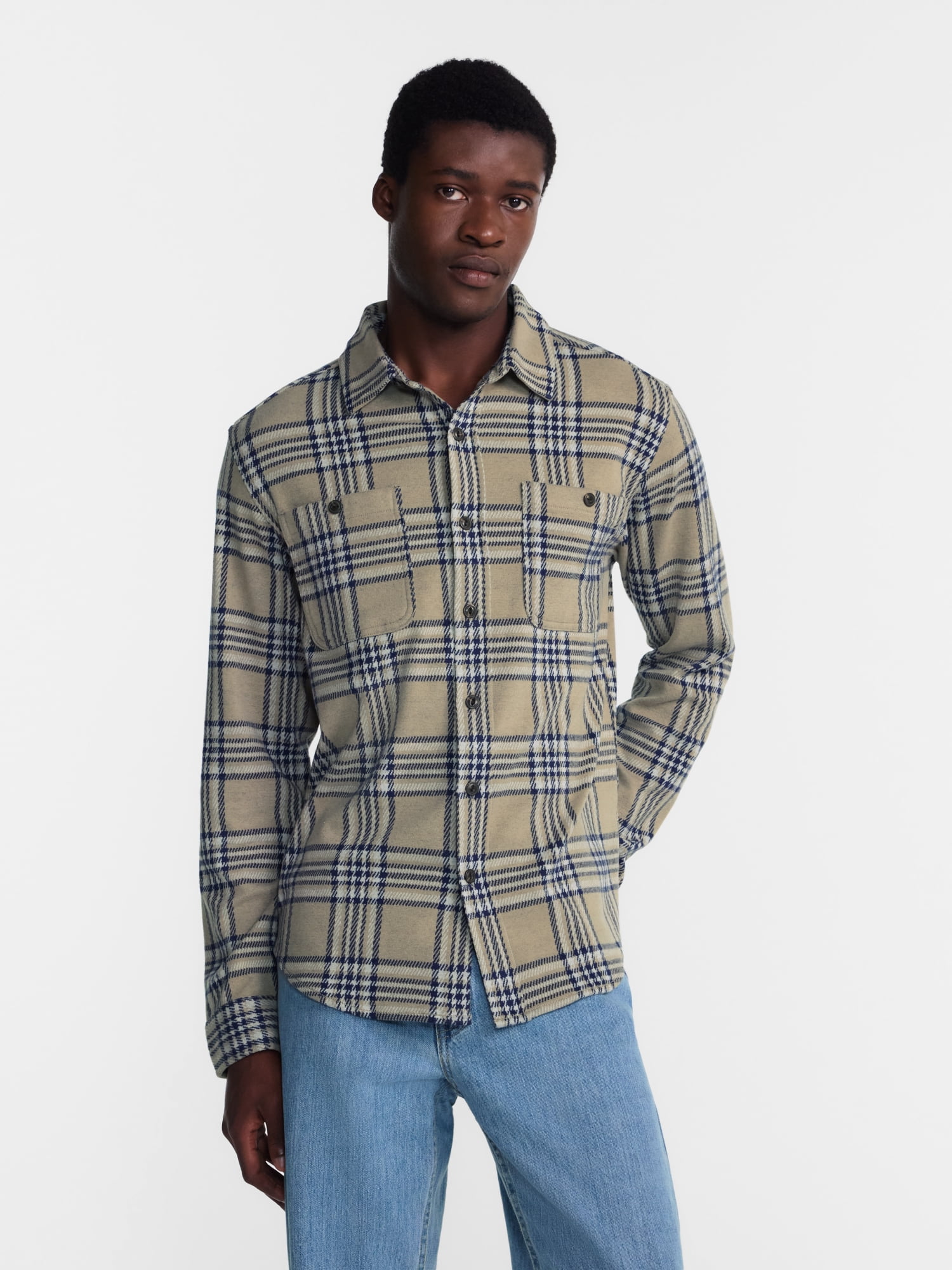 George Men's Knit Overshirt with Long Sleeves, Sizes XS-4XLT