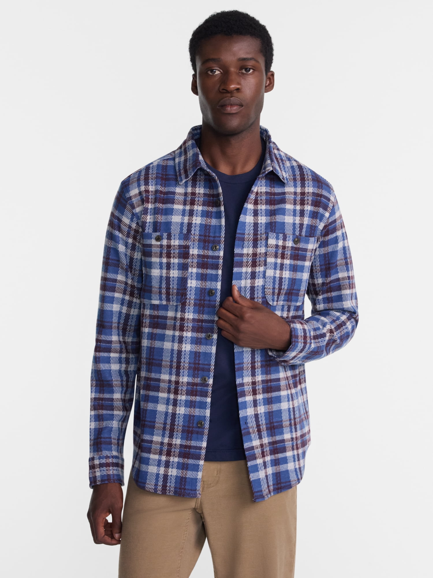 George Men's Knit Overshirt with Long Sleeves, Sizes XS-4XLT