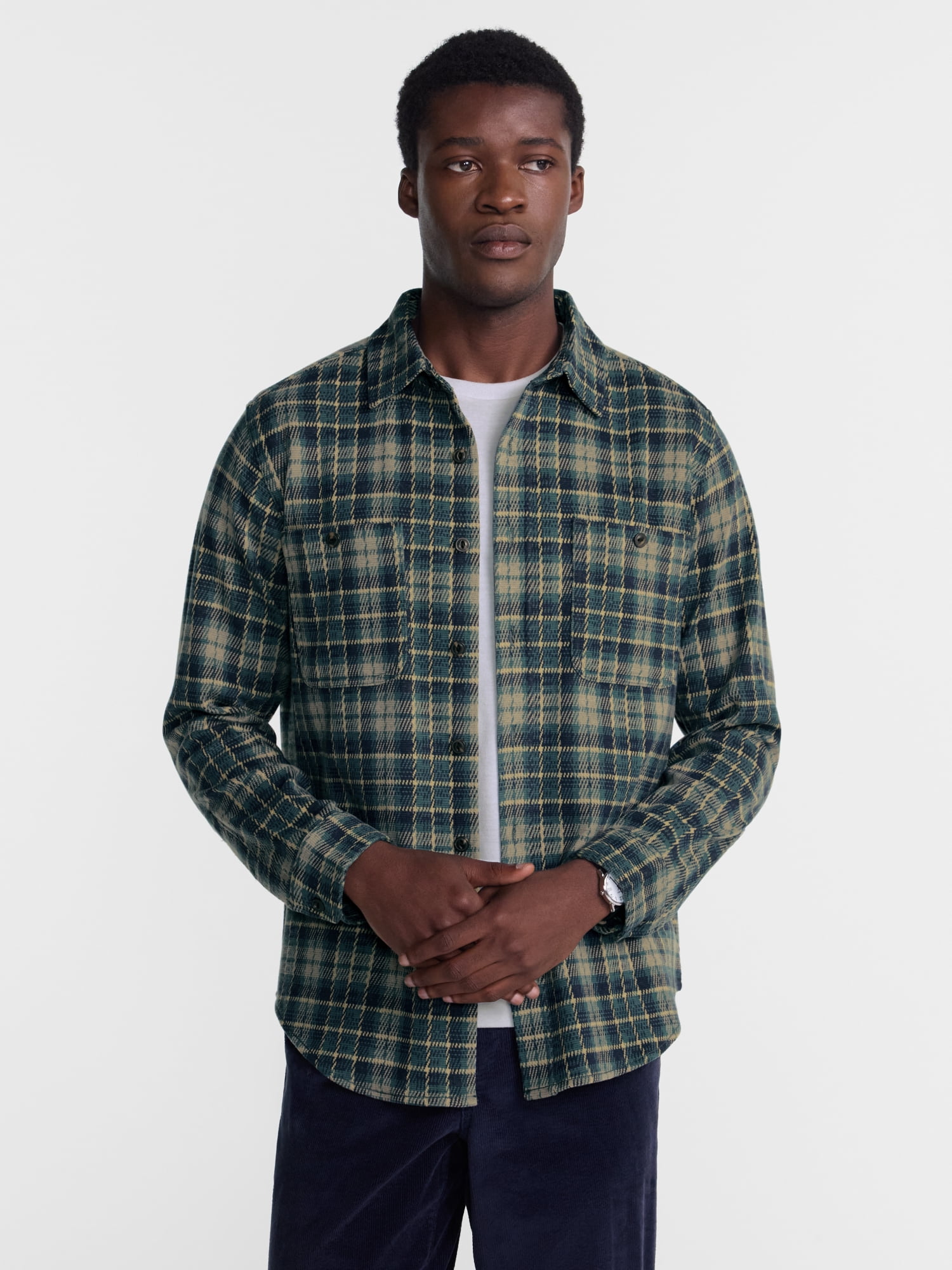 George Men's Knit Overshirt with Long Sleeves, Sizes XS-4XLT
