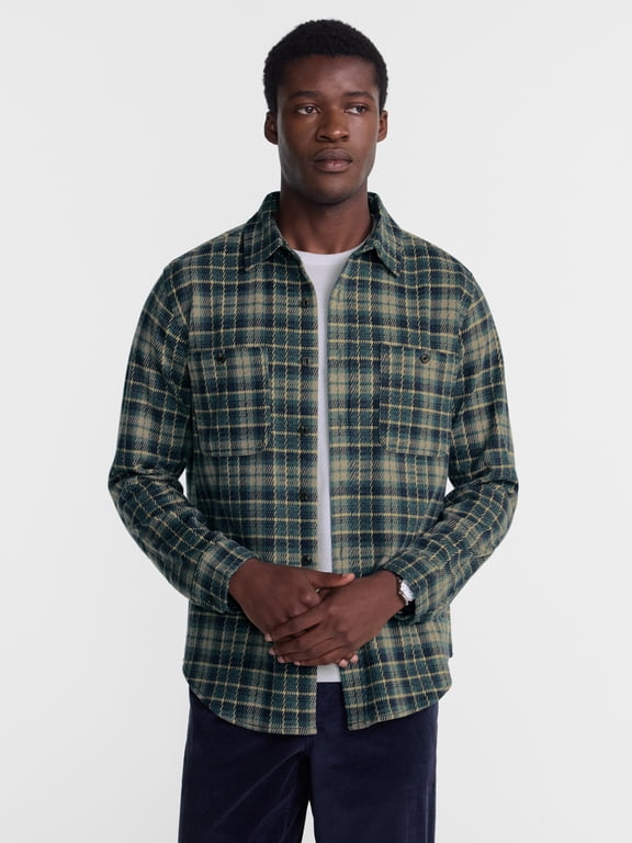 Men's Knit Overshirt with Long Sleeves, Sizes XS-4XLT