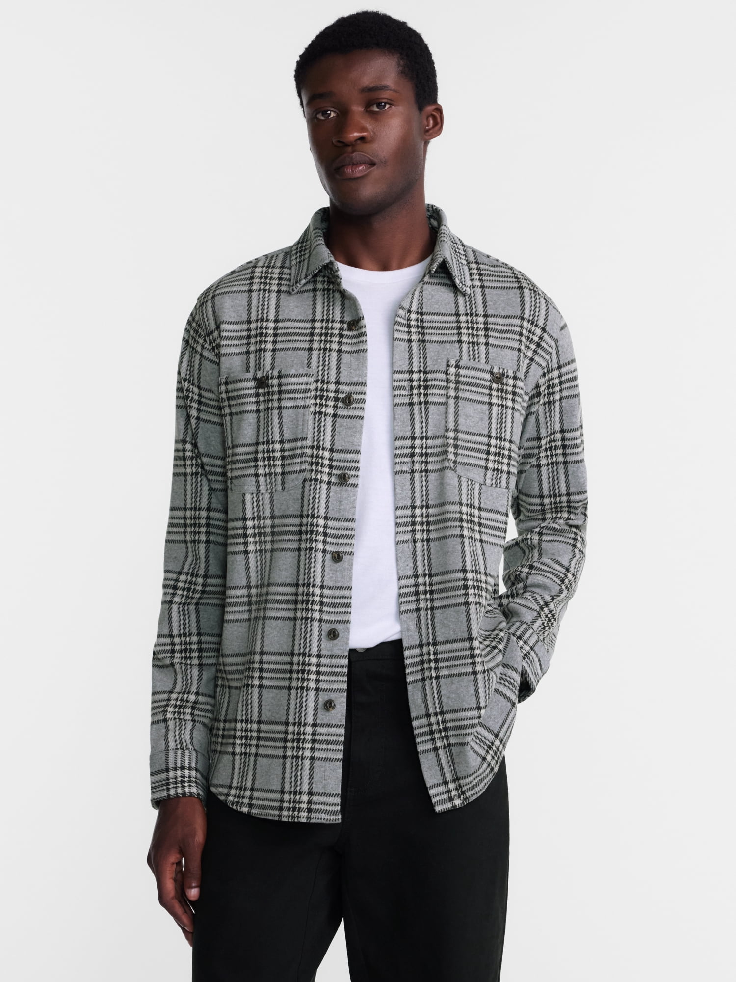 George Men's Knit Overshirt with Long Sleeves, Sizes XS-4XLT