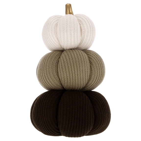 Knit Stacked Pumpkins Tabletop Decoration, Multicolor, 15.5", Fall by Way To Celebrate